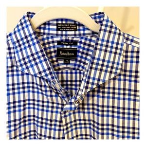 Neiman Marcus Blue Check Trim Fit Shirt